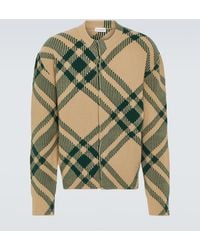 Burberry - Check Wool-blend Cardigan - Lyst
