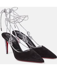 Christian Louboutin - Astrid Lace Strassita 85 Suede Pumps - Lyst