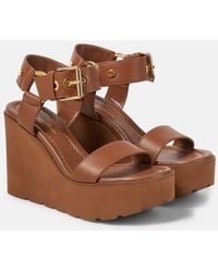 Gianvito Rossi - Leather Platform Wedge Sandals - Lyst