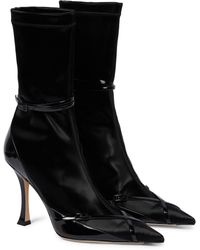 Jimmy Choo X Mugler Leather-trimmed Sock Boots - Black