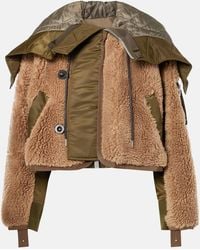 Sacai - Twill-Trimmed Faux Fur Jacket - Lyst