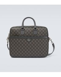 Gucci - GG Supreme Leather-trimmed Briefcase - Lyst