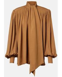 KHAITE - Vali Pleated Silk Georgette Blouse - Lyst