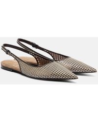 Brunello Cucinelli - Monili Leather Slingback Ballet Flats - Lyst