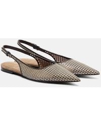 Brunello Cucinelli - Monili Leather Slingback Ballet Flats - Lyst