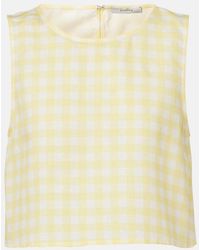 Asceno - Kobe Gingham Linen And Cotton Crop Top - Lyst