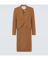 Lardini - Double-breasted Wool-blend Overcoat - Lyst