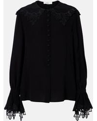 Chloé - Embroidered Silk Crepe De Chine Blouse - Lyst