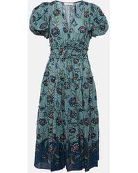 Ulla Johnson - Eloisa Puff-Sleeve Cotton-Blend Midi Dress - Lyst
