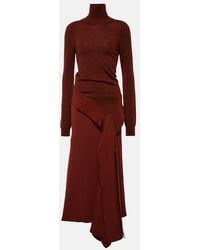 Victoria Beckham - Turtleneck Wool And Crepe Midi Dress - Lyst