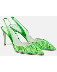 Rene Caovilla - Embellished Satin Slingback Pumps - Lyst