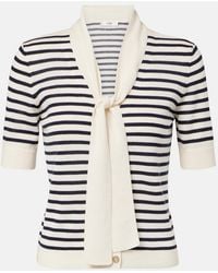 FRAME - The Sailor Striped Tie-Neck Sweater - Lyst