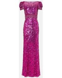 Jenny Packham - Robe Sungem Mit Pailletten Und Kristallen - Lyst