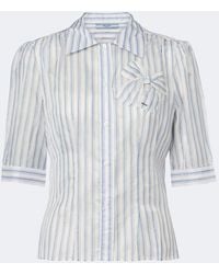 Prada - Striped Bow-Detail Shirt - Lyst