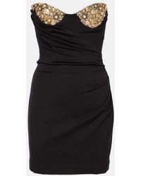 Area - Embellished Draped Jersey Bustier Dress - Lyst