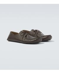 Loewe - Rambla Leather Boat Shoes - Lyst