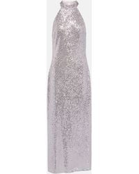 RIXO London - Zuri Sequined Halterneck Maxi Dress - Lyst