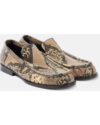 Dries Van Noten - Snake-Effect Leather Loafers - Lyst