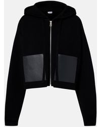 Loewe - Leather-Trimmed Wool Hoodie - Lyst