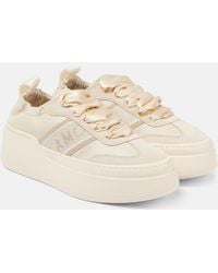 Ferragamo - Suede-Trimmed Leather Platform Sneakers - Lyst