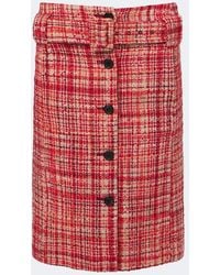 Prada - Wool, Cotton, And Silk Tweed Midi Skirt - Lyst