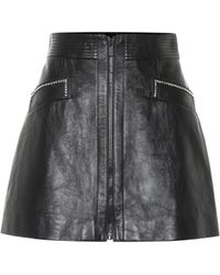 Miu Miu Jupe en cuir à taille haute - Noir