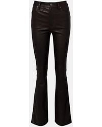 FRAME - Reboot Crop Leather Bootcut Pants - Lyst
