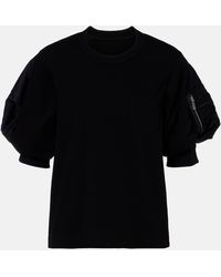 Sacai - Cotton Twill And Jersey T-Shirt - Lyst