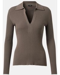 JOSEPH - Ribbed-Knit Wool Polo Shirt - Lyst