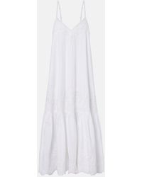 Juliet Dunn - Broderie Anglaise Cotton Midi Dress - Lyst