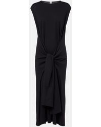 TOTEME - Gathered Cotton Jersey Midi Dress - Lyst