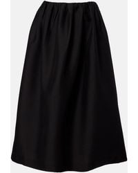 TOTEME - Gathered Wool And Silk Midi Skirt - Lyst