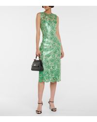 Dolce & Gabbana Robe midi en dentelle - Vert