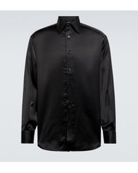 Herren Bekleidung Hemden Freizeithemden und Hemden Tom Ford Wolle Hose aus Wolle und Seide in Schwarz für Herren 