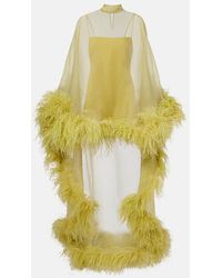 ‎Taller Marmo - Daisy Feather-Trimmed Organza Kaftan - Lyst