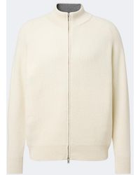 Lardini - Ribbed-Knit Wool And Cashmere Zip-Up Cardigan - Lyst