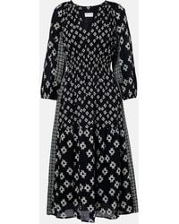 Velvet - Elen Embroidered Cotton Midi Dress - Lyst