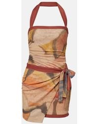 SIR. - Printed Halterneck Mesh Minidress - Lyst