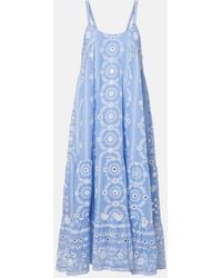 Juliet Dunn - Printed Sequined Cotton Midi Dress - Lyst