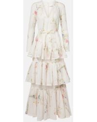 Zimmermann - Lucky Floral Tiered Cotton Maxi Dress - Lyst