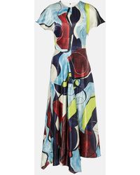 ROKSANDA - Adriana Printed Satin Midi Dress - Lyst