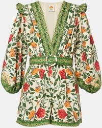 FARM Rio - Floral Belted Cotton Romper - Lyst