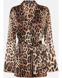 Dolce & Gabbana - Leopard-print Stretch-silk Satin Top - Lyst