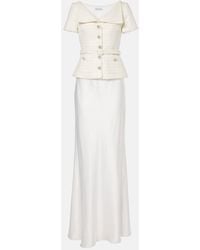 Self-Portrait - Bridal Maxikleid Aus Satin Und Boucle - Lyst