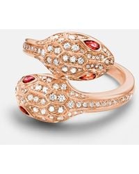 BVLGARI - Serpenti Seduttori 18Kt Rose Ring With Diamonds And Rubellites - Lyst