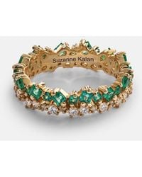 Suzanne Kalan - 18Kt Ring With Diamonds And Emeralds - Lyst