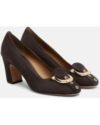 Ferragamo - Gancini Suede Pumps - Lyst