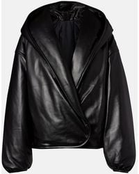 Alaïa - Hooded Leather Bomber Jacket - Lyst