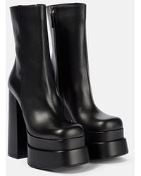 Versace - Intrico Leather Platform Ankle Boots - Lyst