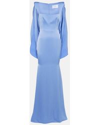 Alex Perry - Caped Crepe Satin Gown - Lyst